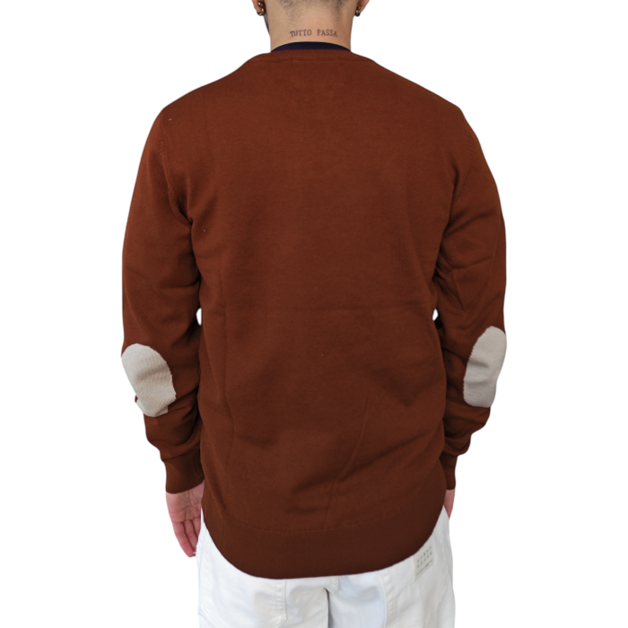 Maglia uomo GIANNI LUPO girocollo misto lana con toppe ai gomiti