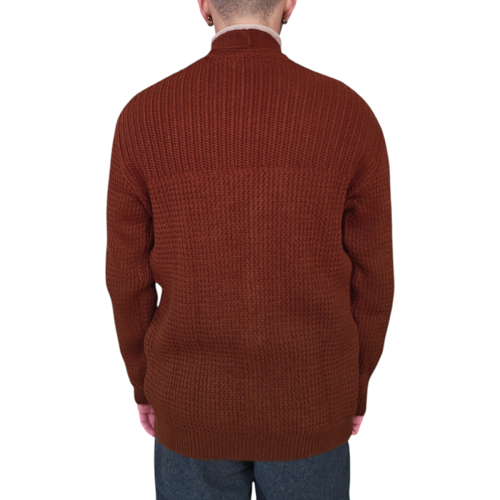 Cardigan uomo BLOCK-ELEVEN BL.11 lavorazione a patch intreciate e bottoni in pelle
