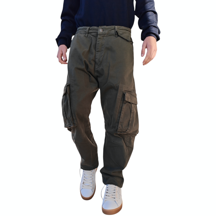 Pantalone uomo IMPERIAL cargo in caldo cotone gamba ampia e cucitura trasversale