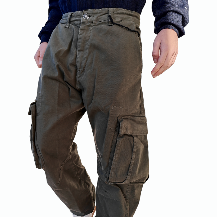 Pantalone uomo IMPERIAL cargo in caldo cotone gamba ampia e cucitura trasversale