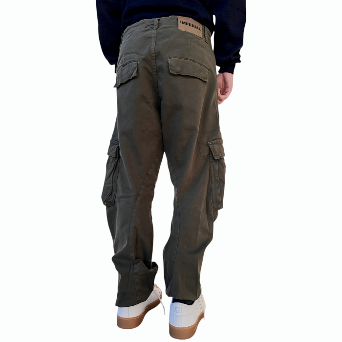 Pantalone uomo IMPERIAL cargo in caldo cotone gamba ampia e cucitura trasversale