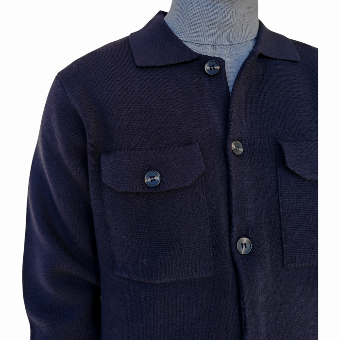 Cardigan uomo BERNA misto lana modello giacca overshirt collo camicia