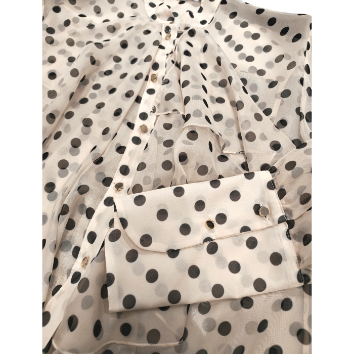 Camicia donna IMPERIAL regular fit velata fantasia pois con fiocco centrale
