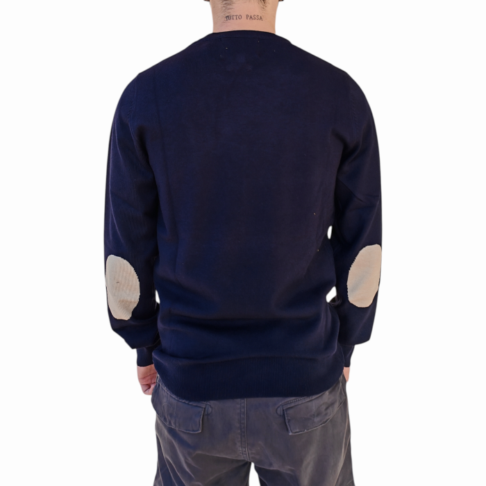 Maglia uomo GIANNI LUPO girocollo misto lana con toppe ai gomiti