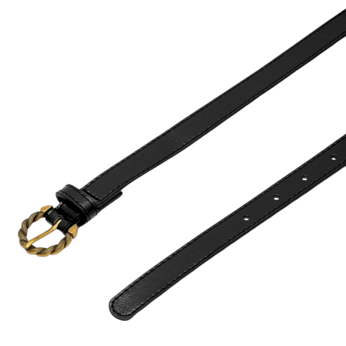 Cintura donna NALI' ecopelle lucida nera modello Rio con fibbia ad intreccio