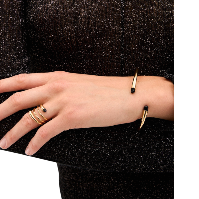 Bracciale donna NALI' irregolare in ottone dettaglio nero