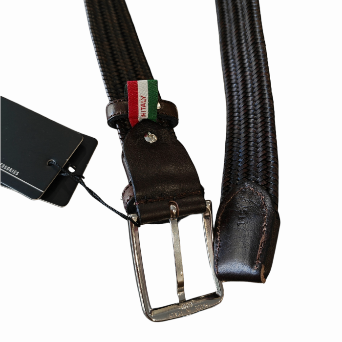 Cintura uomo GAUDI' in vera pelle intrecciata elastica