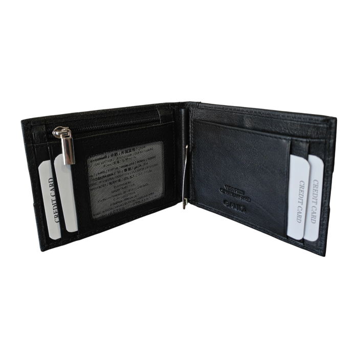 Portafoglio uomo GAUDI' in vera pelle con graffa porta banconote e scomparti card