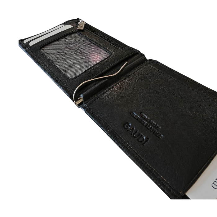 Portafoglio uomo GAUDI' in vera pelle con graffa porta banconote e scomparti card