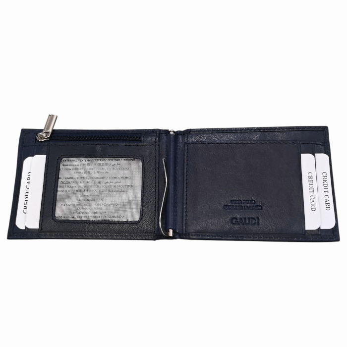 Portafoglio uomo GAUDI' in vera pelle con graffa porta banconote e scomparti card