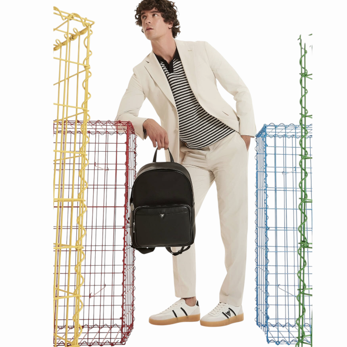   Zaino uomo GAUDI' in ecopelle e nylon con spallacci regolabili in gros grain