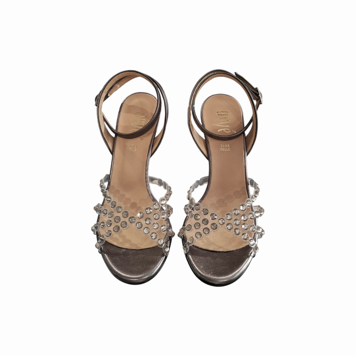 Scarpa donna OVYE' sandalo con strass cinturino ad intreccio tacco alto 9 cm