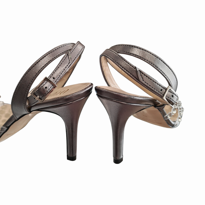 Scarpa donna OVYE' sandalo con strass cinturino ad intreccio tacco alto 9 cm