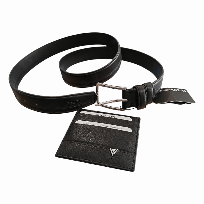   Set uomo GAUDI' porta card e cintura in pelle