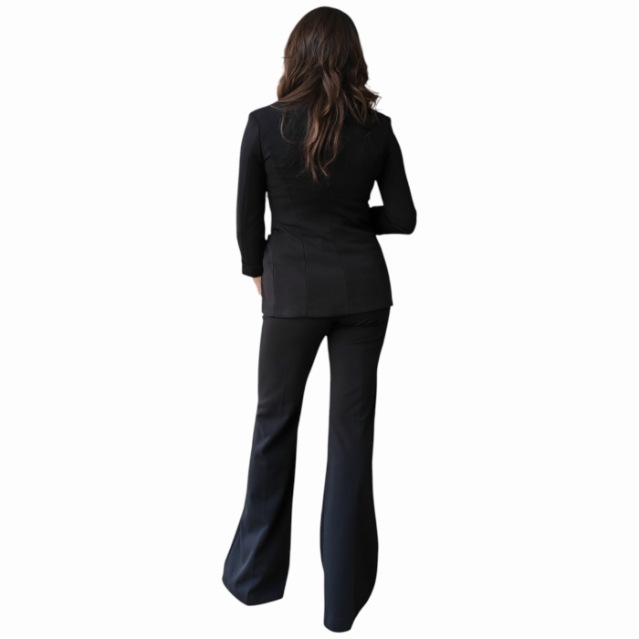 Tailleur IMPERIAL monocolour giacca doppiopetto e pantaloni flare