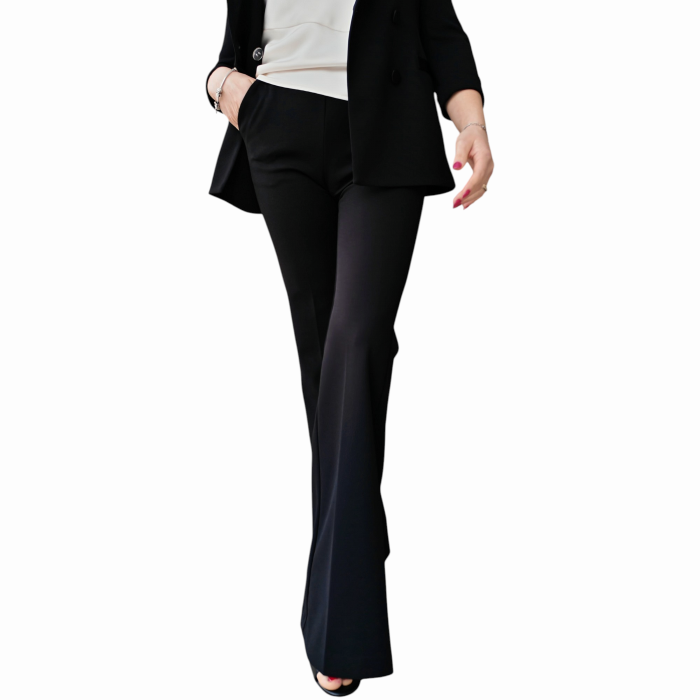 Tailleur IMPERIAL monocolour giacca doppiopetto e pantaloni flare