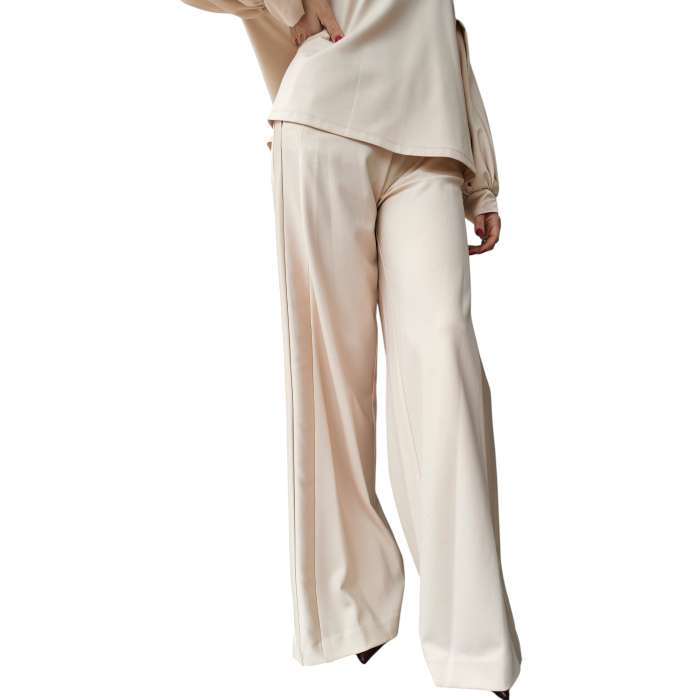 Completo donna IMPERIAL felpa girocollo maniche arricciate pantalone palazzo