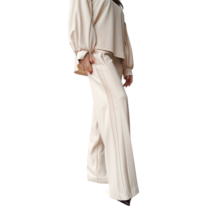 Completo donna IMPERIAL felpa girocollo maniche arricciate pantalone palazzo
