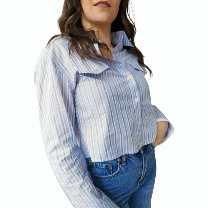 Camicia donna GIANNI LUPO 100% cotone crop rigata