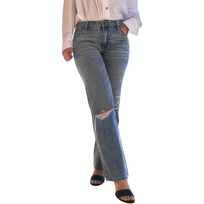 Jeans donna GIANNI LUPO low rise straight gmba dritta modello Isa con strappi