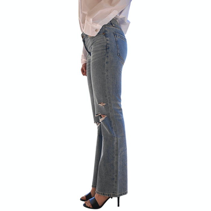 Jeans donna GIANNI LUPO low rise straight gmba dritta modello Isa con strappi