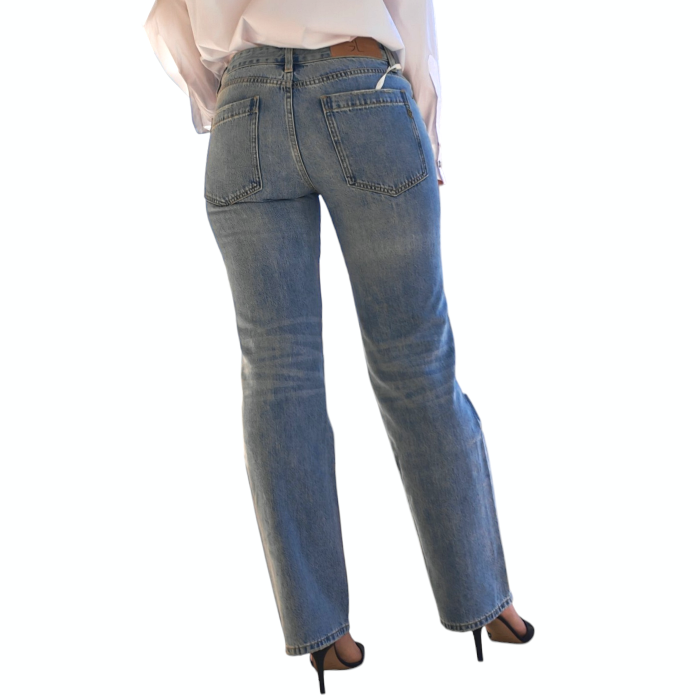 Jeans donna GIANNI LUPO low rise straight gmba dritta modello Isa con strappi