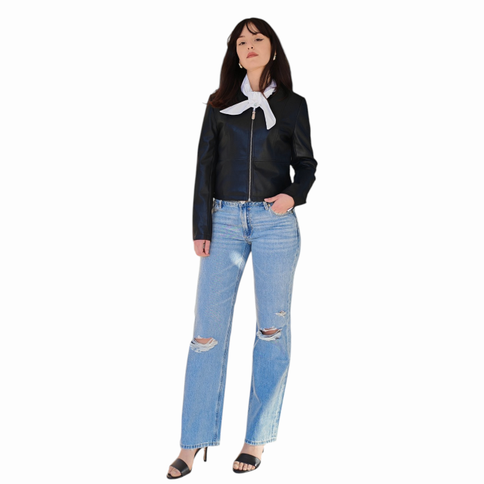 Jeans donna GIANNI LUPO low rise straight gmba dritta modello Isa con strappi