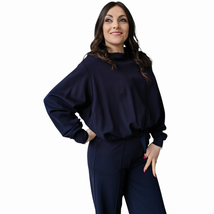 Tuta donna SAIPH maglia crop spalla scesa pantalone gamba dritta