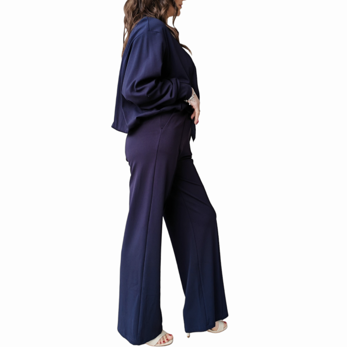 Tuta donna SAIPH maglia crop spalla scesa pantalone gamba dritta