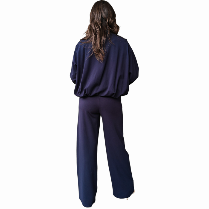 Tuta donna SAIPH maglia crop spalla scesa pantalone gamba dritta