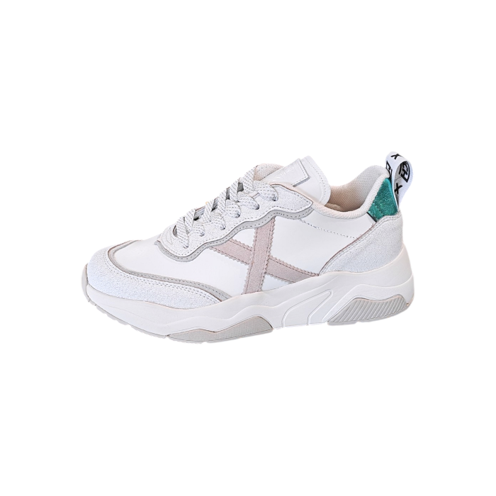 Scarpa donna MUNICH sneakers Wave 185 in pelle con dettagli in camoscio e fluo