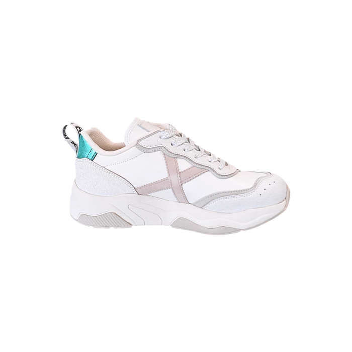 Scarpa donna MUNICH sneakers Wave 185 in pelle con dettagli in camoscio e fluo