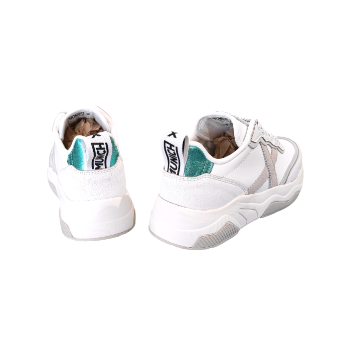 Scarpa donna MUNICH sneakers Wave 185 in pelle con dettagli in camoscio e fluo