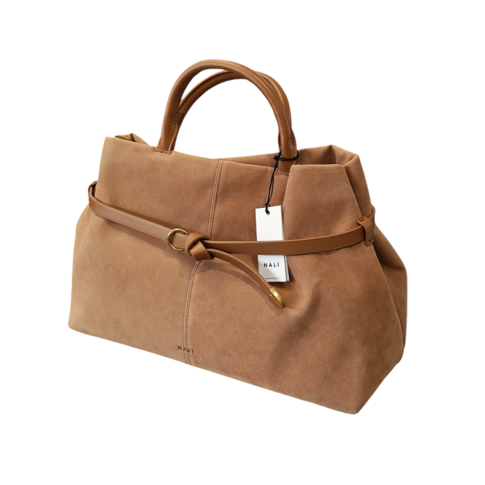 Borsa donna NALI' modello Melissa a mano in camoscio dettagli ecopelle e tracolla staccabile