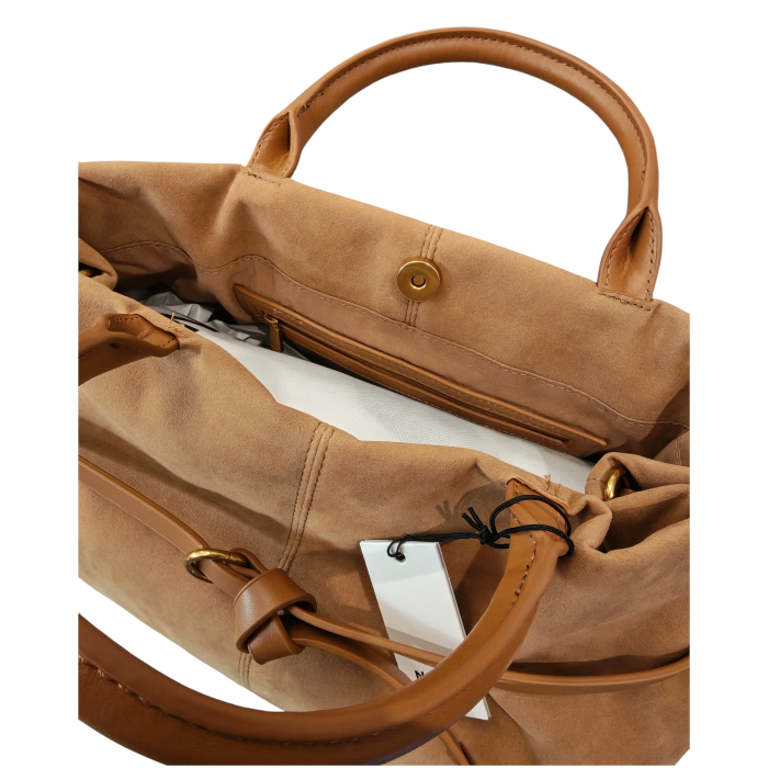 Borsa donna NALI' modello Melissa a mano in camoscio dettagli ecopelle e tracolla staccabile