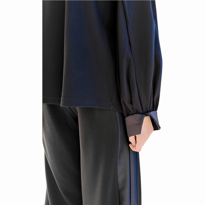 Completo donna IMPERIAL felpa girocollo maniche arricciate pantalone palazzo