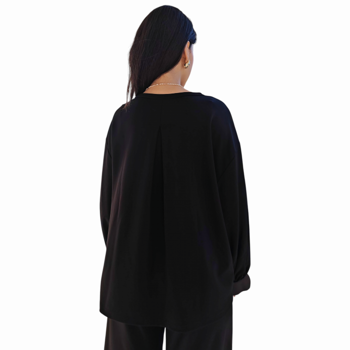 Completo donna IMPERIAL felpa girocollo maniche arricciate pantalone palazzo