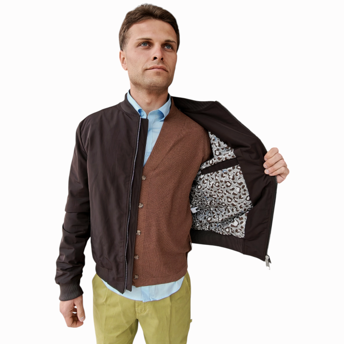 Giubbotto uomo IMPERIAL leggero antivento misto cotone con zip e orli elastici a coste