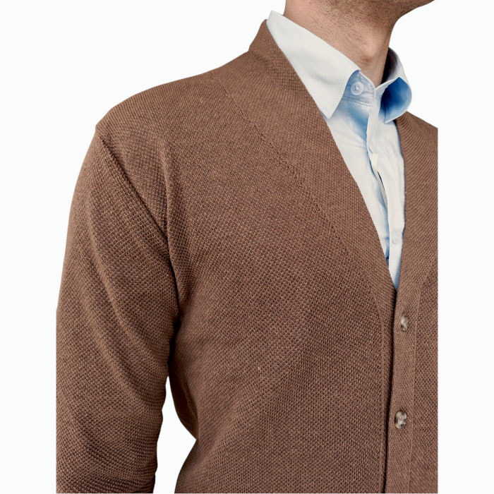 Cardigan uomo BERNA misto cotone lavorazione punto riso scollo a V