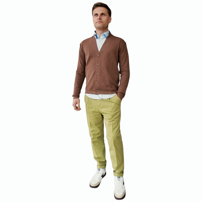 Cardigan uomo BERNA misto cotone lavorazione punto riso scollo a V