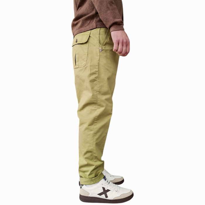 Pantalone uomo BERNA cotone leggero cropped fit con pinces e tasche posteriori asimmetriche