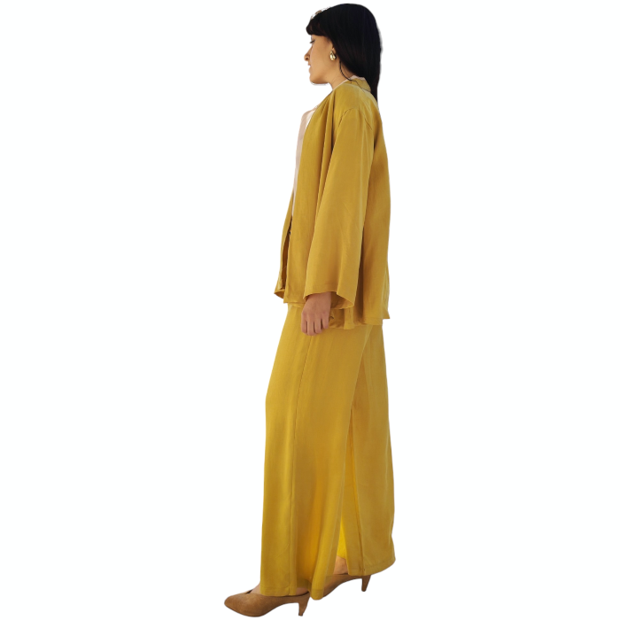 Completo donna SAIPH cardigan kimono pantalone gamba ampia vita elastica e cintura