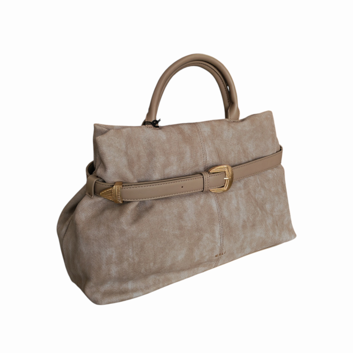 Borsa donna NALI' modello Melissa a mano in tessuto tramato dettagli ecopelle e tracolla staccabile