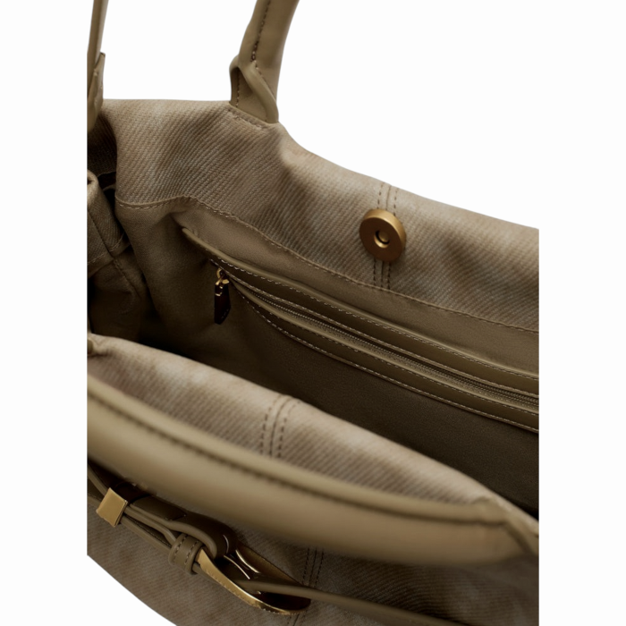 Borsa donna NALI' modello Melissa a mano in tessuto tramato dettagli ecopelle e tracolla staccabile