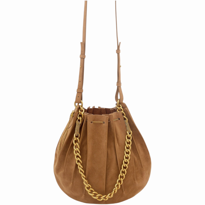 Borsa donna NALI' mod. sacca Evissa a spalla 100% camoscio con catena e tracolla staccabile