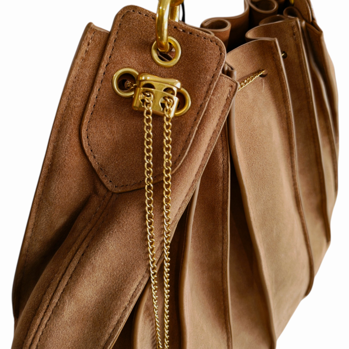 Borsa donna NALI' mod. sacca Evissa a spalla 100% camoscio con catena e tracolla staccabile