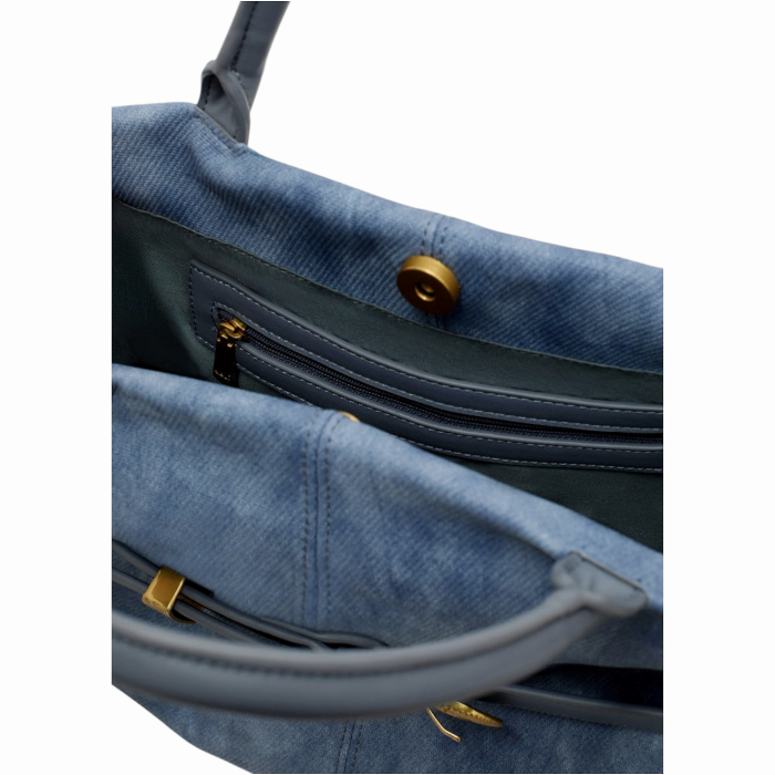 Borsa donna NALI' modello Melissa a mano in tessuto tramato dettagli ecopelle e tracolla staccabile