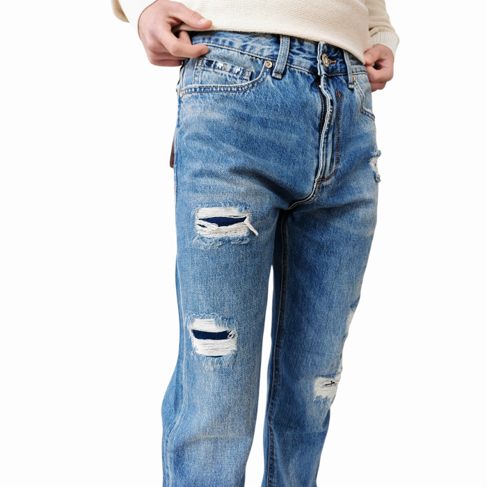Jeans uomo GIANNI LUPO mod. Cooper Carrot fit dritto lavaggio used con rotture