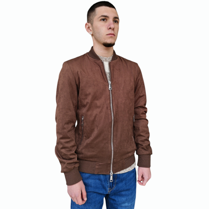 Giubbotto uomo GIANNI LUPO scamosciato leggero slim fit con orli elastici 