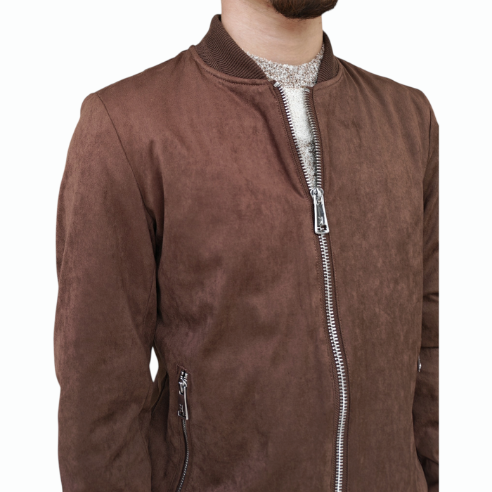 Giubbotto uomo GIANNI LUPO scamosciato leggero slim fit con orli elastici 